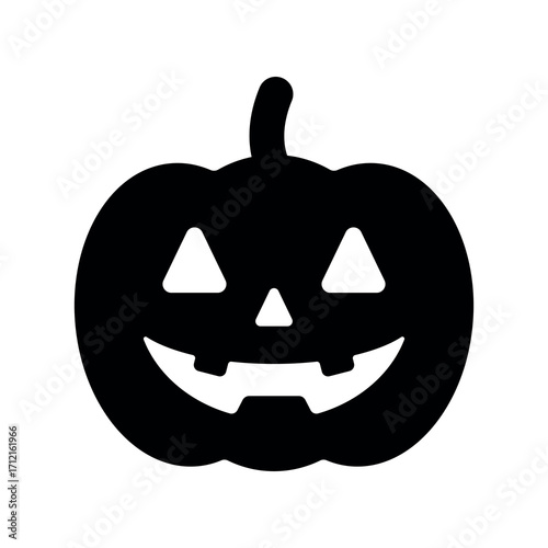 An illustration depicting a black icon of Halloween scary holiday attributes on a white background