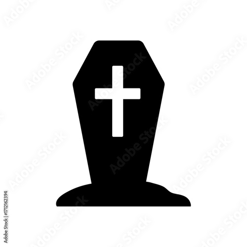 An illustration depicting a black icon of Halloween scary holiday attributes on a white background