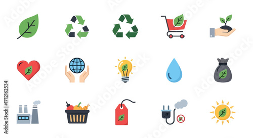 Eco-Friendly Sustainability Icons.