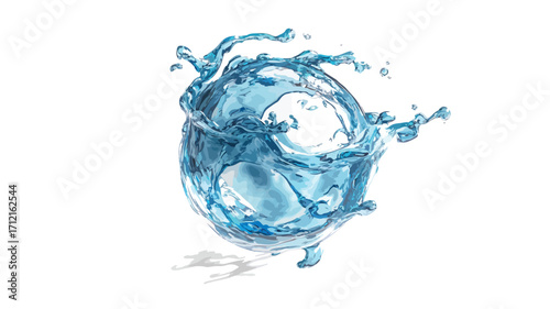 Sphere Shaped Water Splash Isolated on White Background for Graphic Design Projects