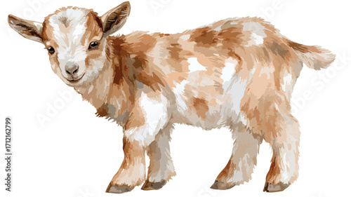 Adorable Watercolor Baby Goat Clipart for Graphic Resource