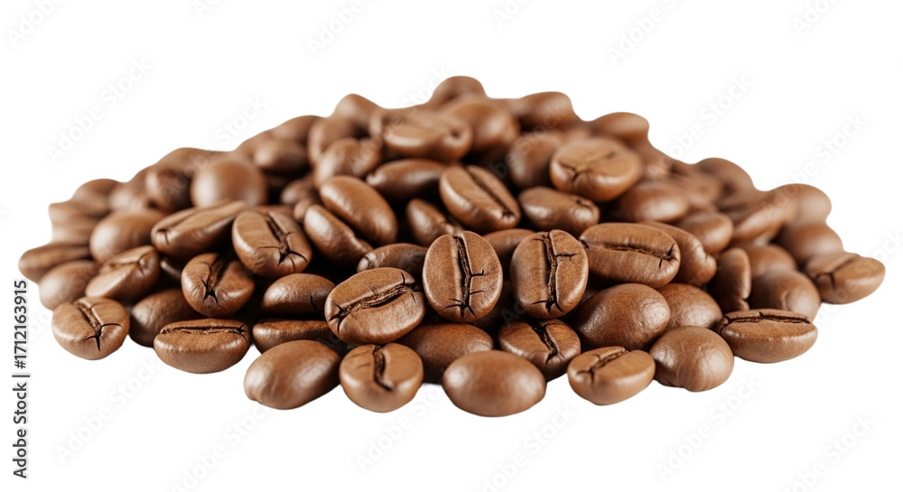 Naklejka premium Pile of coffee beans isolated on transparent background