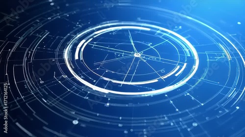 Abstract blue background featuring futuristic digital interface and hud elements