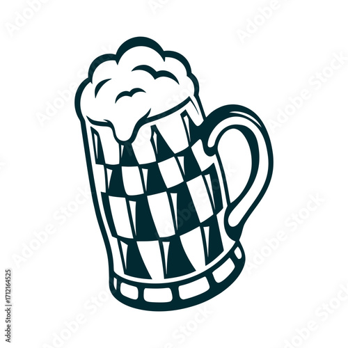 Oktoberfest Beer Stein Vector Illustration Oktoberfest Blumenau Muted brown beer stein with foaming top and checkered pattern