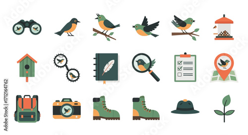 Birdwatching Equipment and Accessories Collection - Binoculars, Birds, and More.