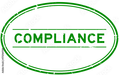 Grunge green compliance word oval rubber seal stamp on white background