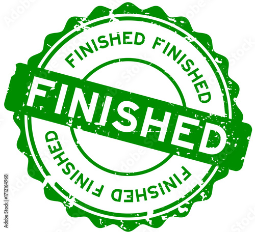 Grunge green finished word round rubber seal stamp on white background