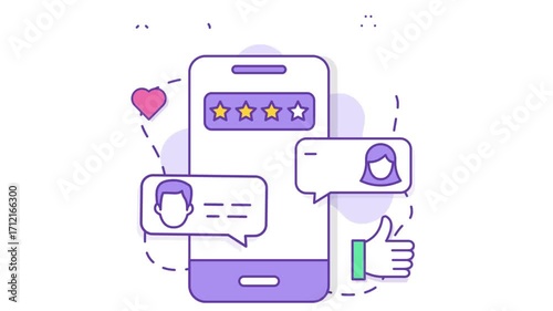 online reputation management animation, consumers checking reviews before buying on mobile animated video, Showcasing Testimonials clip, Trust Factor footage, Sales Marketing motion graphics