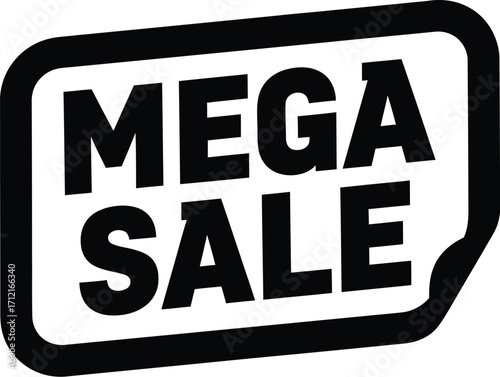 Vector art of a mega sale tag in solid black color