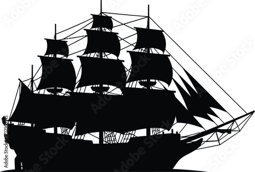 Vector art of sailing ship silhouette for sea transport