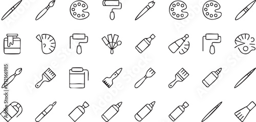 Creative Design and Drawing Symbols Set in Minimal Line Vector Style