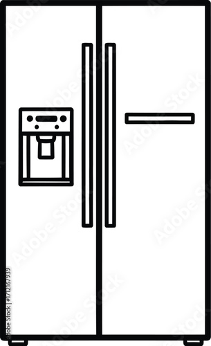 Side-by-side refrigerator outline vector art for appliance design