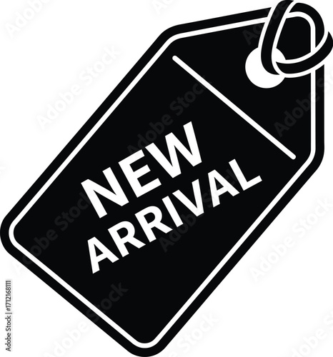 New arrival tag vector art in black and white illustration