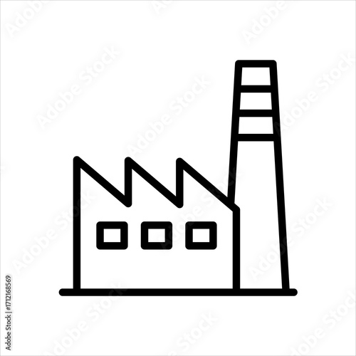 Factory Icon Minimalist Black and White Illustration for Industrial Design and Concepts