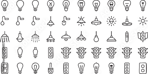 Light Bulb and Electricity Icons Collection for Power and Technology Design