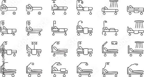 Medical Equipment and Hospital Bed Icon Pack for Healthcare Projects