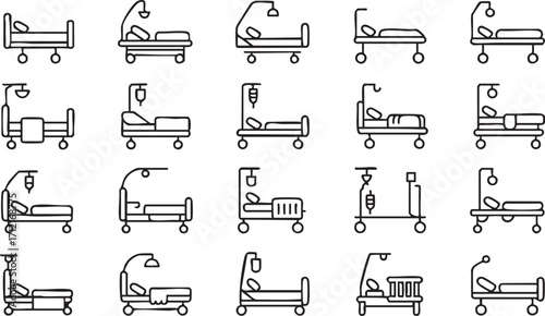 Medical Equipment and Hospital Bed Icon Pack for Healthcare Projects