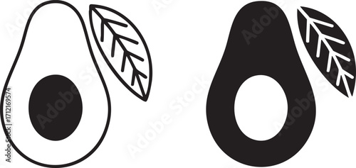 Organic Avocado Symbol Pack for Healthy Food and Vegan Nutrition Design