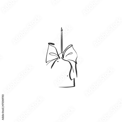 Hand drawn abstract vector graphic illustration collection with cute, stylized Happy Easter cake line design.Trendy modern Easter design concept.Vector line sketch traditional symbol. Easter icons .