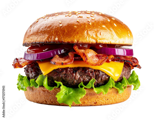 BBQ Bacon Burger Smoky Flavor — Transparent Background