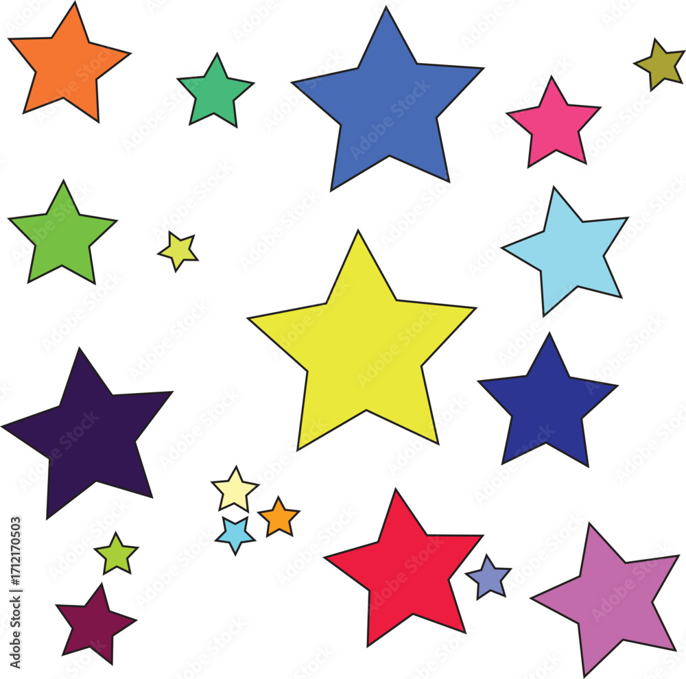 Obraz premium Colourful Star Pattern – Vibrant Multi colour Celestial Design for Kids, Celebrations, and Digital Decor