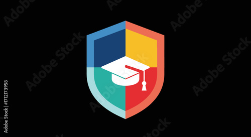 Education Shield Logo Design Graphic.