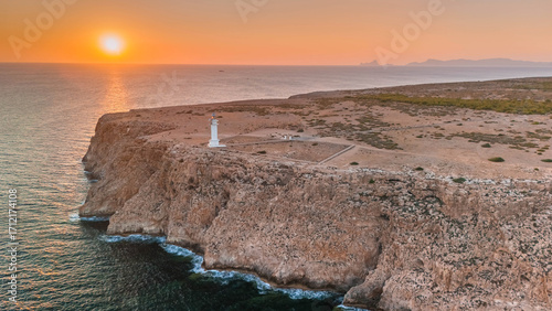 Photos Aerial views with sunset in lighthouse of Barbaria, in Formentera island