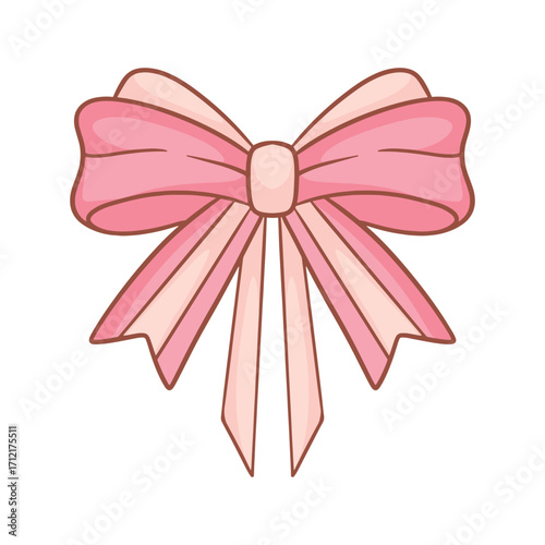Soft Pastel Pink Bow with Kawaii style. Cute girly ribbon clipart. Perfect for scrapbooking, gift wrapping, fashion accessories, planner stickers, and digital craft projects with hand-drawn charm