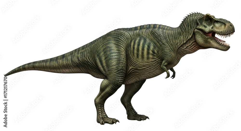 Fototapeta premium Isolated Tyrannosaurus Rex dinosaur in a full body side view of the reptile predator