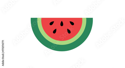 A simple flat illustration of a juicy watermelon slice.