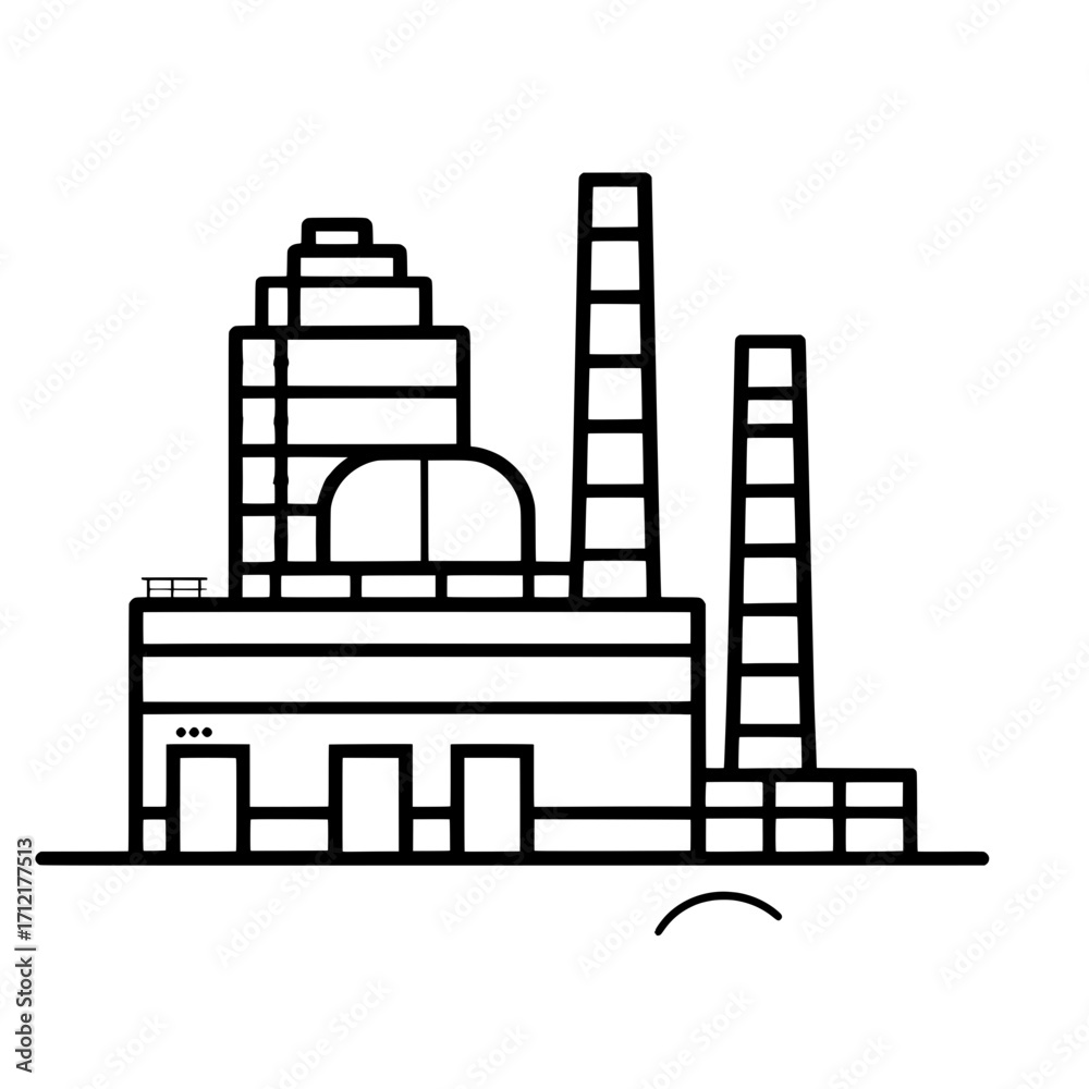 Obraz premium Minimal Flat Factory Building Icon Industrial Vector Illustration