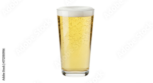 Photos Isolated pint of craft beer with frothy head ready to drink, crisp taste, cold a