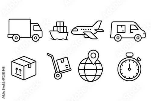 Minimalistic fitness icon set with gym equipment and activity symbols, vector cartoon illustration, transparent background, ordered set for sports and workout design