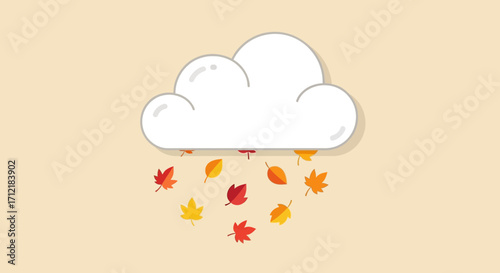 White cloud raining autumn leaves.