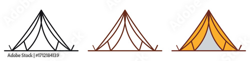  Camp tent icon set . Camping symbol . Tourist tent icon . Vector illustration .