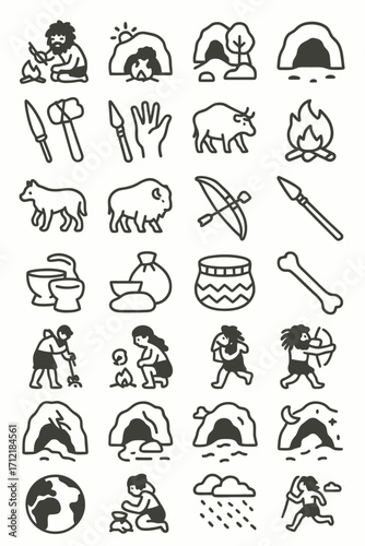 Stone Age Icons A Collection of Prehistoric Life Illustrations