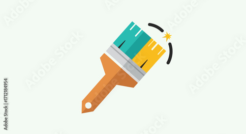 Colorful paintbrush illustration with turquoise and yellow paint.