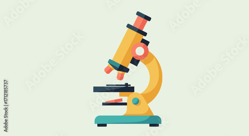 Detailed Illustration of a Colorful Microscope for Scientific Exploration.