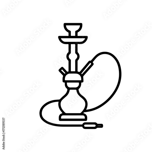 Line icon hookah vector on a white background Vector icon on a white background
