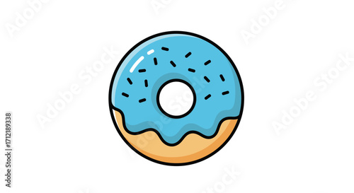 Delicious Blue Frosted Donut with Sprinkles.