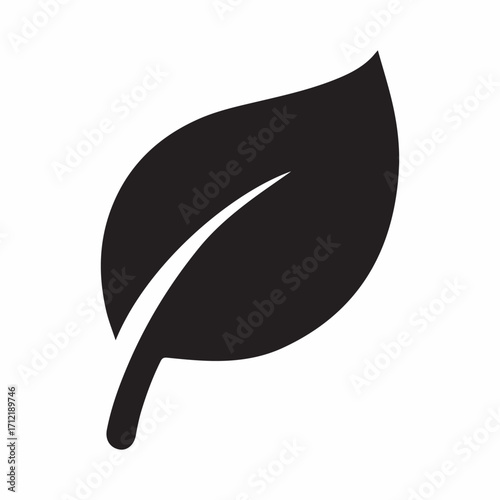 Simple black silhouette of a single leaf symbolizing nature ecology growth freshness and organic concepts clean and minimalist design element