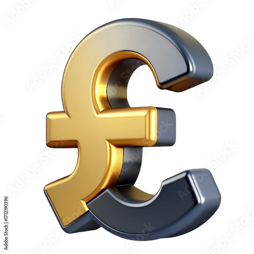 A 3D metallic fusion of the British Pound and Euro currency symbols in gold and silver, symbolizing finance and economic connection.  .