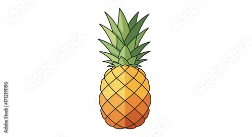 Vibrant Hand-Drawn Pineapple Illustration with Detailed Texture.