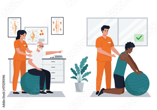 Physical therapy exercise concept illustration