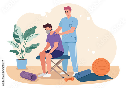 Vector illustration physiotherapist massage