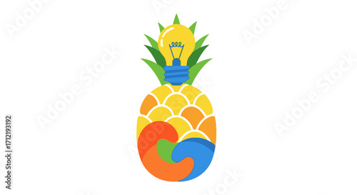 Creative pineapple light bulb idea symbol illustration.