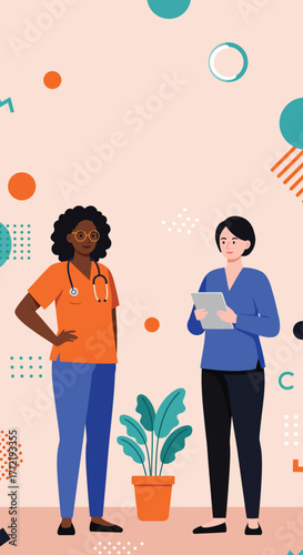 Vector illustration physical therapists