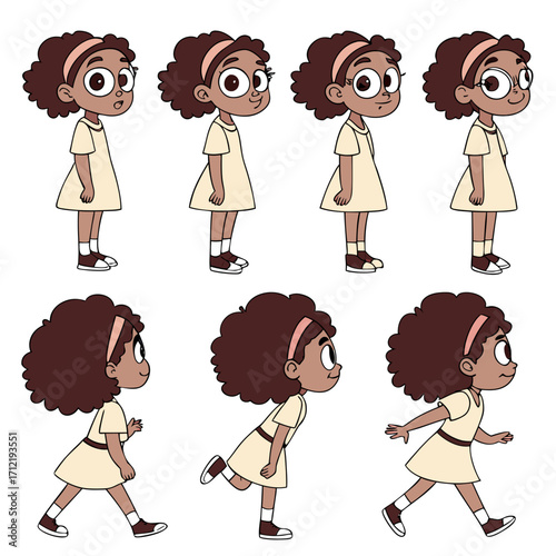 little girl character constructor for animation front side and back view set body parts postures poses collection vector illustration 95967102 1
