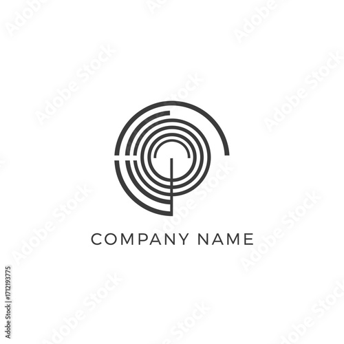Abstract Circular Design with Interrupted Lines for Modern Company Branding.
