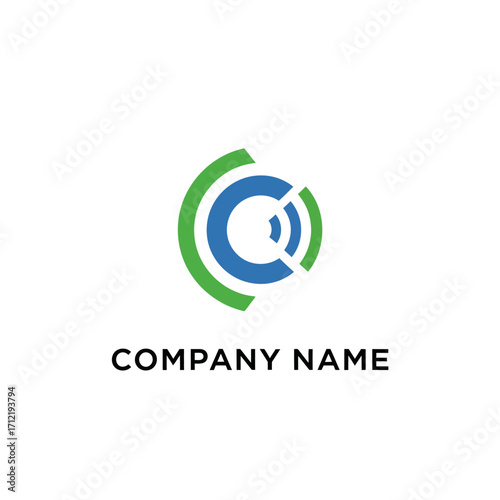 Abstract Circular Logo Design with Green and Blue Elements.